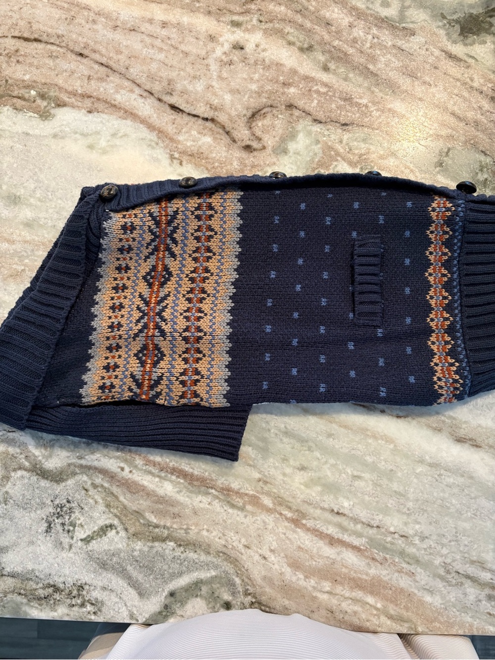 Navy Fair Isle Button-Shoulder Sweater Dog Vest